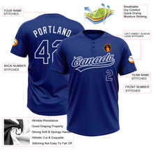 Load image into Gallery viewer, Custom Royal Royal-White Two-Button Unisex Softball Jersey