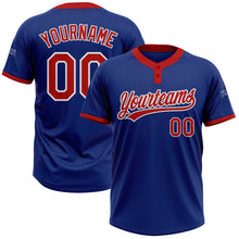 Load image into Gallery viewer, Custom Royal Red-White Two-Button Unisex Softball Jersey