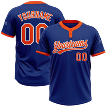 Load image into Gallery viewer, Custom Royal Orange-White Two-Button Unisex Softball Jersey