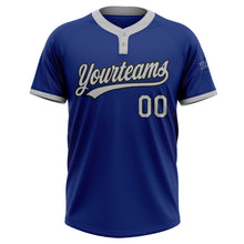 Load image into Gallery viewer, Custom Royal Gray-Black Two-Button Unisex Softball Jersey