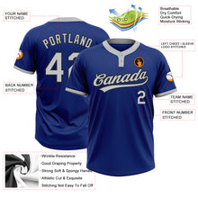 Load image into Gallery viewer, Custom Royal Gray-Black Two-Button Unisex Softball Jersey