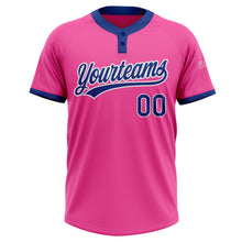 Load image into Gallery viewer, Custom Pink Royal-White Two-Button Unisex Softball Jersey