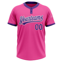 Load image into Gallery viewer, Custom Pink Purple-White Two-Button Unisex Softball Jersey