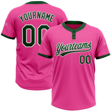 Load image into Gallery viewer, Custom Pink Green-White Two-Button Unisex Softball Jersey
