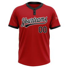 Load image into Gallery viewer, Custom Red Black-White Two-Button Unisex Softball Jersey