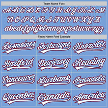 Load image into Gallery viewer, Custom Light Blue White Royal-Red Two-Button Unisex Softball Jersey