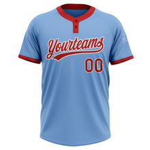 Load image into Gallery viewer, Custom Light Blue Red-White Two-Button Unisex Softball Jersey