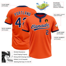 Load image into Gallery viewer, Custom Orange Navy-White Two-Button Unisex Softball Jersey