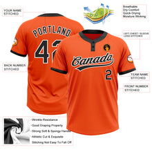 Load image into Gallery viewer, Custom Orange Black-White Two-Button Unisex Softball Jersey