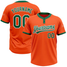 Load image into Gallery viewer, Custom Orange Kelly Green-White Two-Button Unisex Softball Jersey