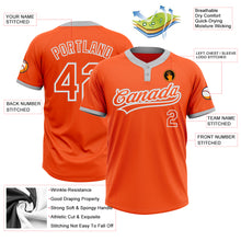 Load image into Gallery viewer, Custom Orange Orange-Gray Two-Button Unisex Softball Jersey