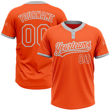 Load image into Gallery viewer, Custom Orange Orange-Gray Two-Button Unisex Softball Jersey