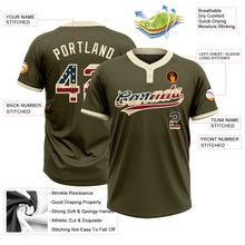 Load image into Gallery viewer, Custom Olive Vintage USA Flag-Cream Salute To Service Two-Button Unisex Softball Jersey