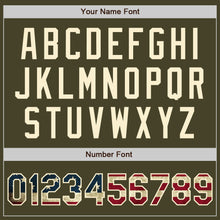 Load image into Gallery viewer, Custom Olive Vintage USA Flag-Cream Salute To Service Two-Button Unisex Softball Jersey