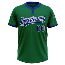 Load image into Gallery viewer, Custom Kelly Green Royal-White Two-Button Unisex Softball Jersey