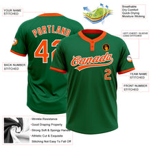Load image into Gallery viewer, Custom Kelly Green Orange-White Two-Button Unisex Softball Jersey