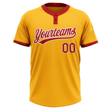 Load image into Gallery viewer, Custom Gold Red-White Two-Button Unisex Softball Jersey