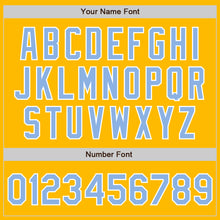 Load image into Gallery viewer, Custom Gold Light Blue-White Two-Button Unisex Softball Jersey