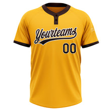 Load image into Gallery viewer, Custom Gold Brown-White Two-Button Unisex Softball Jersey