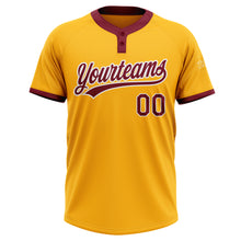 Load image into Gallery viewer, Custom Gold Crimson-White Two-Button Unisex Softball Jersey