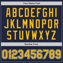 Load image into Gallery viewer, Custom Navy Gold-White Two-Button Unisex Softball Jersey