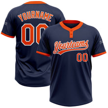 Load image into Gallery viewer, Custom Navy Orange-White Two-Button Unisex Softball Jersey