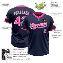 Load image into Gallery viewer, Custom Navy Pink-White Two-Button Unisex Softball Jersey