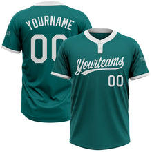 Load image into Gallery viewer, Custom Teal White Two-Button Unisex Softball Jersey