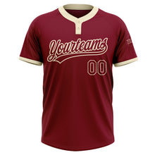 Load image into Gallery viewer, Custom Crimson Crimson-Cream Two-Button Unisex Softball Jersey