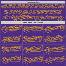 Load image into Gallery viewer, Custom Purple Purple-Gold Two-Button Unisex Softball Jersey