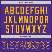 Load image into Gallery viewer, Custom Purple Purple-Gold Two-Button Unisex Softball Jersey