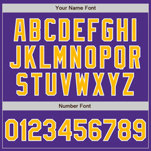 Load image into Gallery viewer, Custom Purple Gold-White Two-Button Unisex Softball Jersey