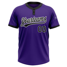 Load image into Gallery viewer, Custom Purple Black-White Two-Button Unisex Softball Jersey