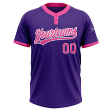 Load image into Gallery viewer, Custom Purple Pink-White Two-Button Unisex Softball Jersey