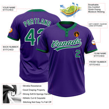 Load image into Gallery viewer, Custom Purple Kelly Green-White Two-Button Unisex Softball Jersey