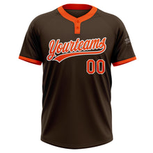 Load image into Gallery viewer, Custom Brown Orange-White Two-Button Unisex Softball Jersey