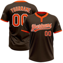 Load image into Gallery viewer, Custom Brown Orange-White Two-Button Unisex Softball Jersey