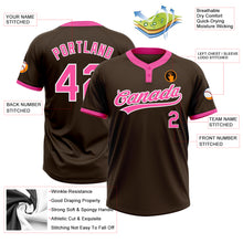 Load image into Gallery viewer, Custom Brown Pink-White Two-Button Unisex Softball Jersey