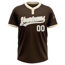 Load image into Gallery viewer, Custom Brown White-Cream Two-Button Unisex Softball Jersey