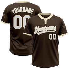 Load image into Gallery viewer, Custom Brown White-Cream Two-Button Unisex Softball Jersey
