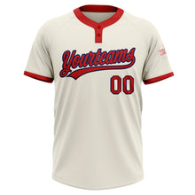 Load image into Gallery viewer, Custom Cream Red-Navy Two-Button Unisex Softball Jersey