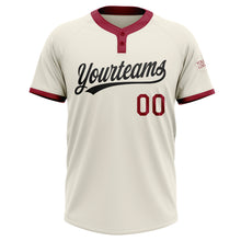 Load image into Gallery viewer, Custom Cream Crimson-Black Two-Button Unisex Softball Jersey