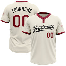 Load image into Gallery viewer, Custom Cream Crimson-Black Two-Button Unisex Softball Jersey