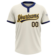 Load image into Gallery viewer, Custom Cream Navy-Gold Two-Button Unisex Softball Jersey