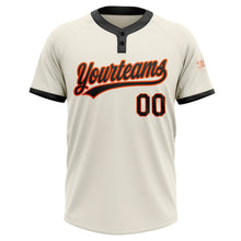 Load image into Gallery viewer, Custom Cream Black-Orange Two-Button Unisex Softball Jersey