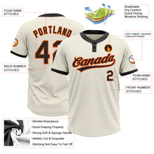 Load image into Gallery viewer, Custom Cream Black-Orange Two-Button Unisex Softball Jersey