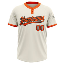 Load image into Gallery viewer, Custom Cream Orange-Black Two-Button Unisex Softball Jersey