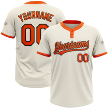 Load image into Gallery viewer, Custom Cream Orange-Black Two-Button Unisex Softball Jersey