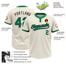 Load image into Gallery viewer, Custom Cream Kelly Green-Black Two-Button Unisex Softball Jersey