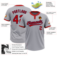 Load image into Gallery viewer, Custom Gray Red-Navy Two-Button Unisex Softball Jersey